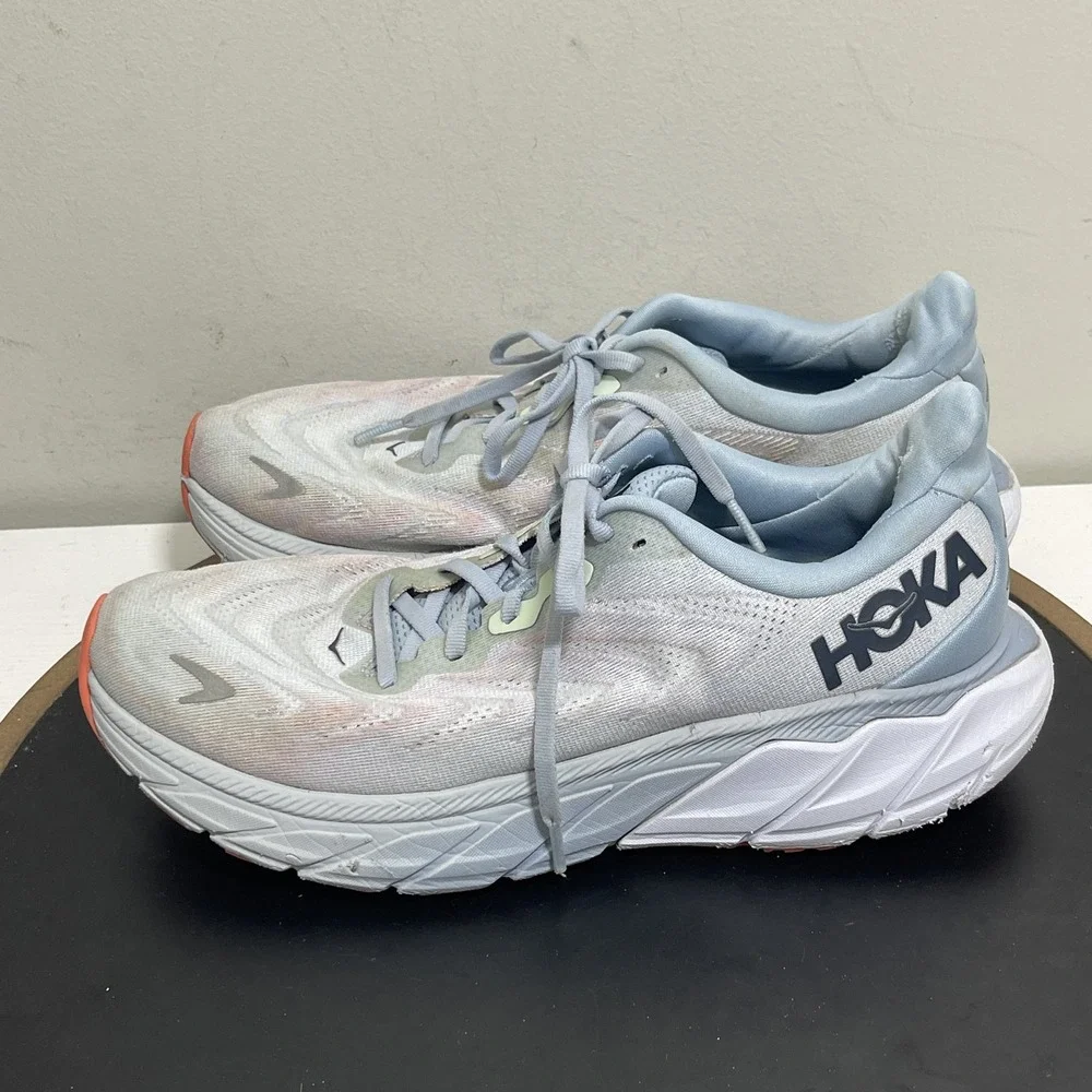 Hoka Arahi 6 Running Shoes Women 10.5 B Stability Blue Peach Sneakers Athleisure